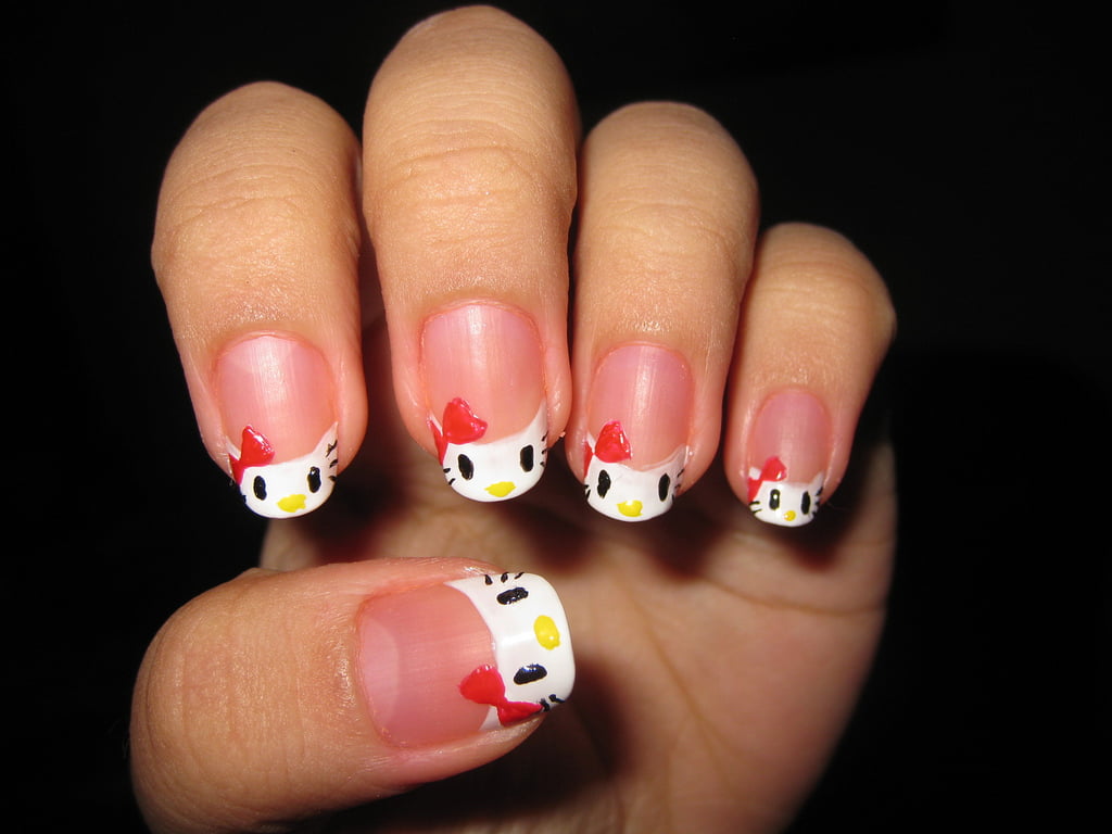 Hello Kitty Nail Art Black and White on Tumblr - wide 2