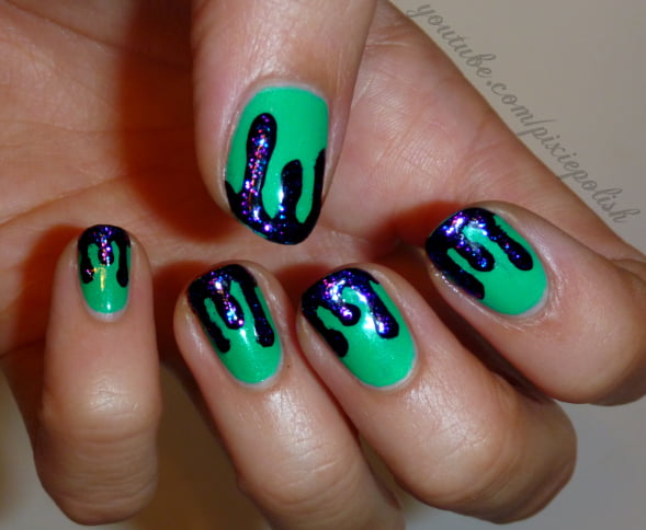 4. Edgy Black Drip Nail Design - wide 8