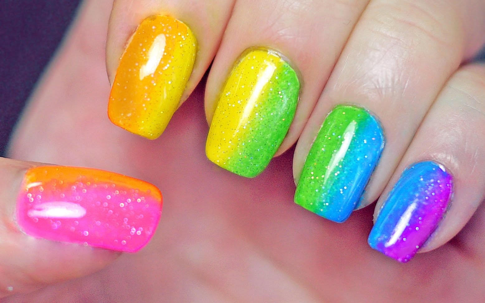 6. Colorful Rainbow Nail Art with Polish - wide 4