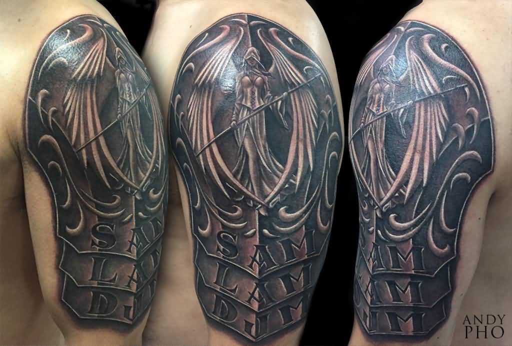 Angel Armor Tattoo On Shoulder