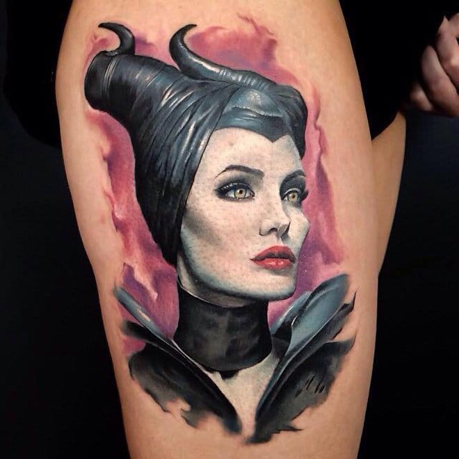 Maleficent Tattoo design on thigh