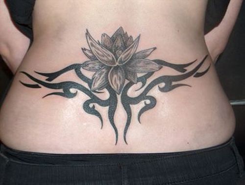tribal lotus tattoo on lower back – EntertainmentMesh