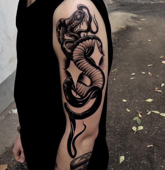 traditional snake tattoo idea EntertainmentMesh