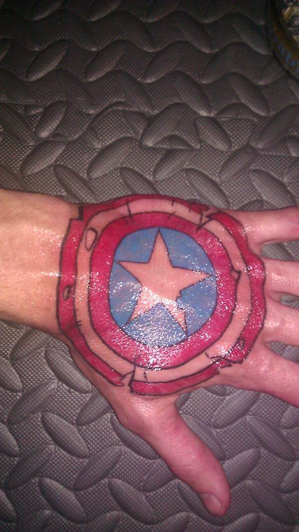 full back hand captain america shield tattoo – EntertainmentMesh