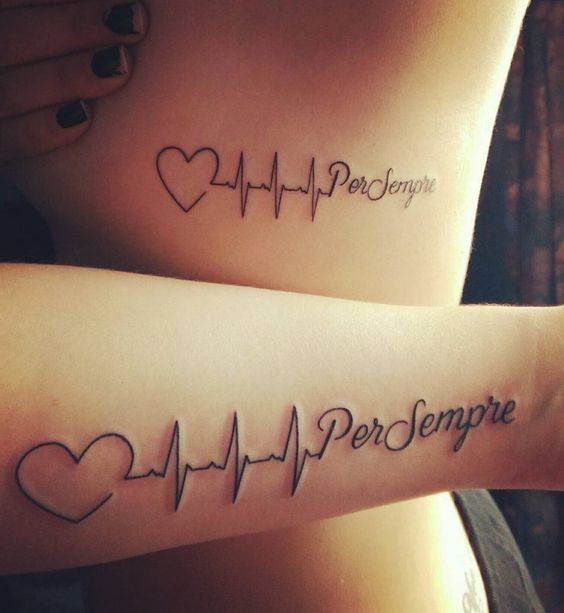 heart with lifeline tattoo for best friends