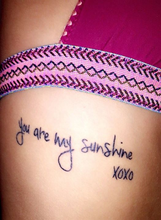 You Are My Sunshine Tattoo on Ribs