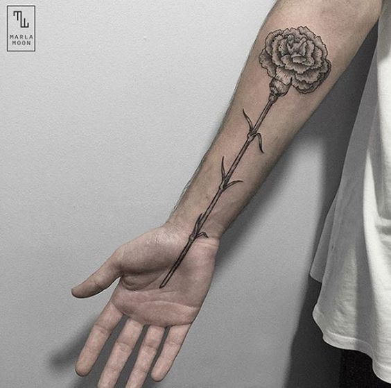 inner arm carnation tattoo for men