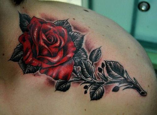 red rose flower tattoo for men