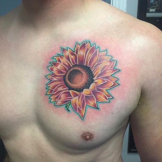 sunflower tattoo for men chest