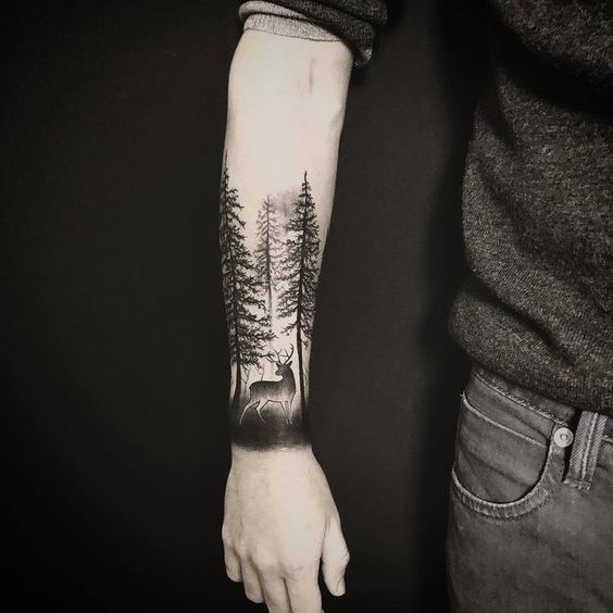 forest tattoo pattern for men arm