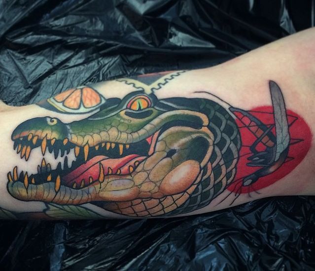 killer crocodile tattoo design