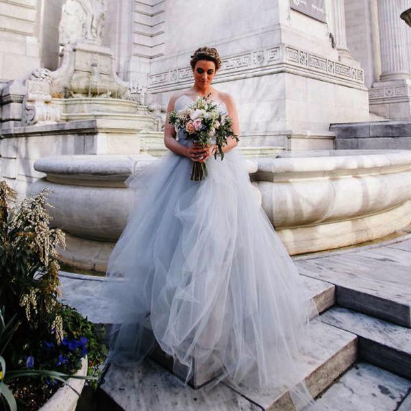 pale grey bridal wedding dress color ideas 2019