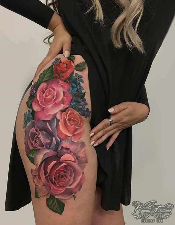 Rose Thigh Tattoo Ideas