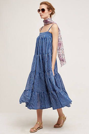 ruffled cotton maxi dress for women