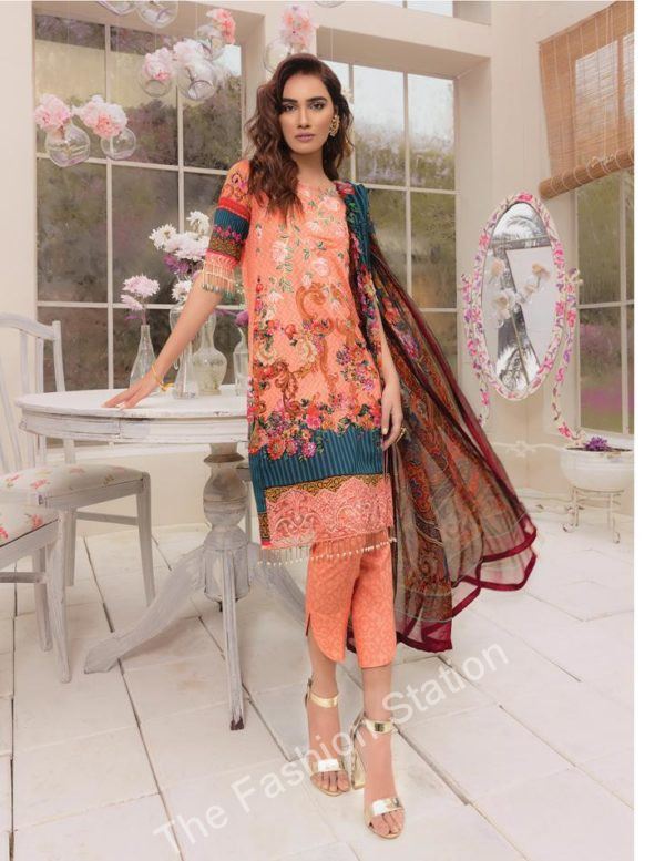 Gulaal peach color lawn 2019