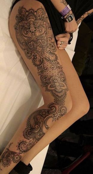 Mandala Leg Tattoo Female