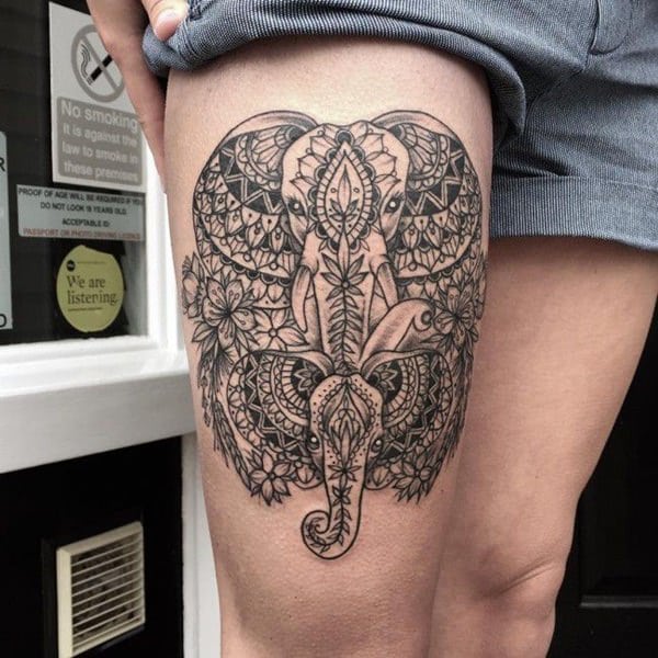 mandala elephants tattoo design