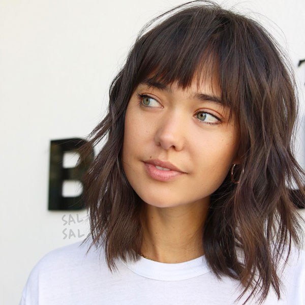medium length layered bangs haircut