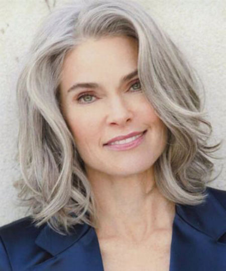 older women layered hairstyle for medium length hair