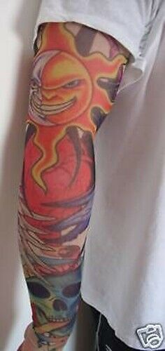 evil sun and moon tattoo design on sleeve