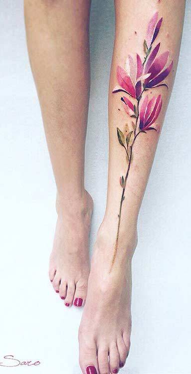 flower tattoo ideas on leg