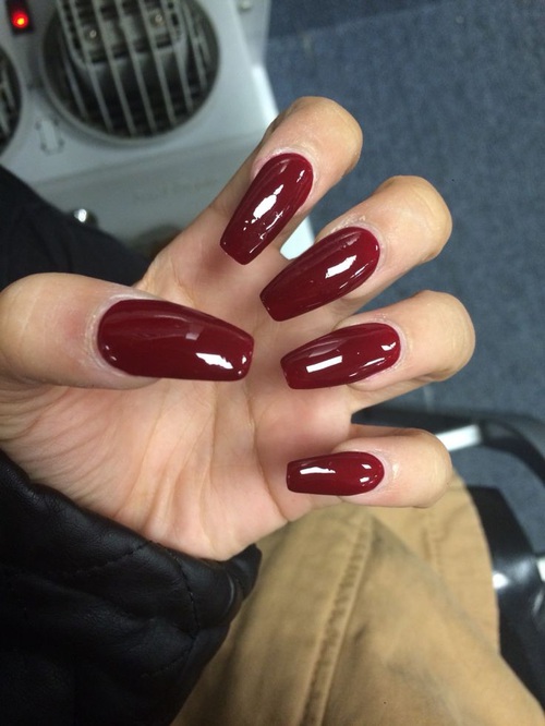 Dark Red coffin nails