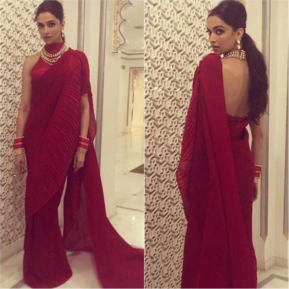 Deepika Padukone in Red Saree