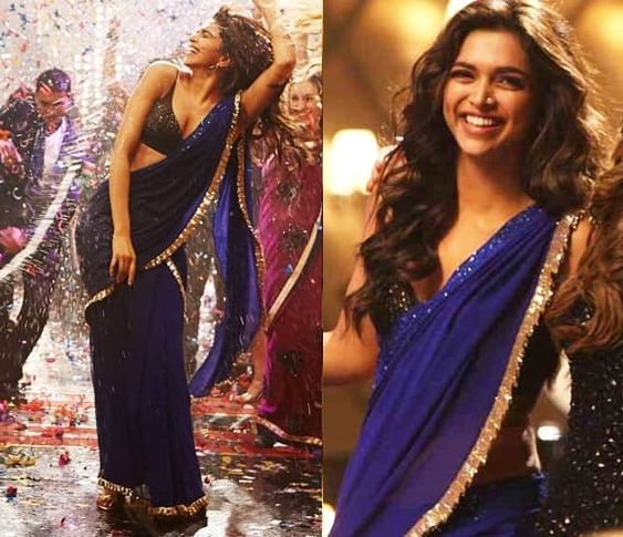 DeepikaPadukone in Blue Saree