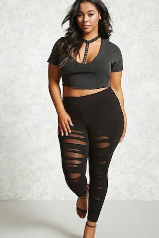 black plus size women outfits with legging