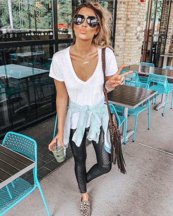 faux leather leggings outfits