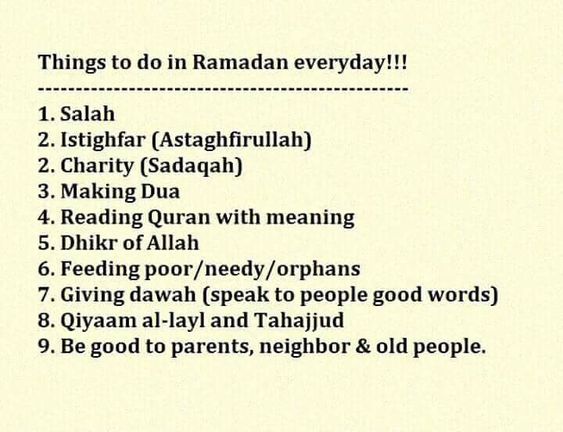 list of good deeds in Ramadan