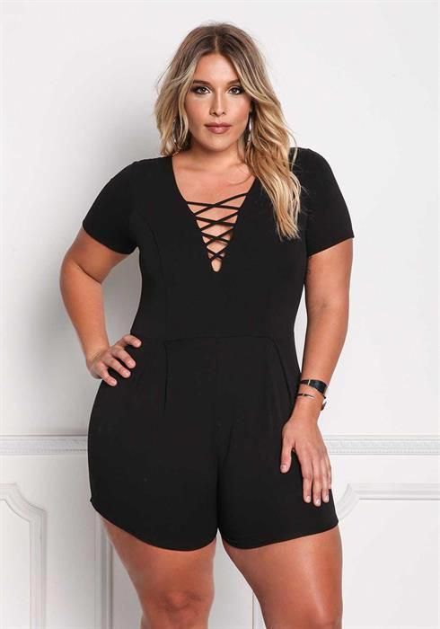 plus size women black romper outfit