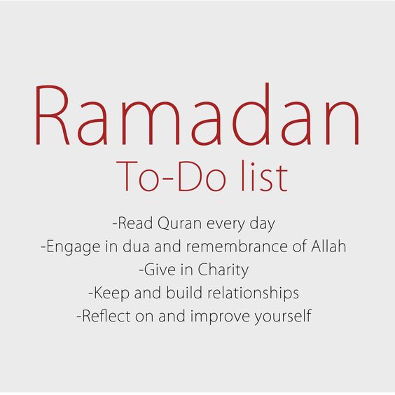 ramadan to do list