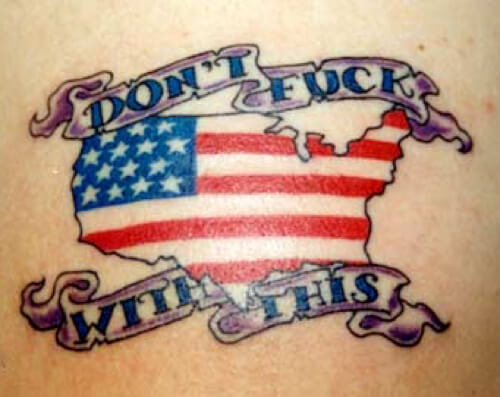american flag map tattoo with quote