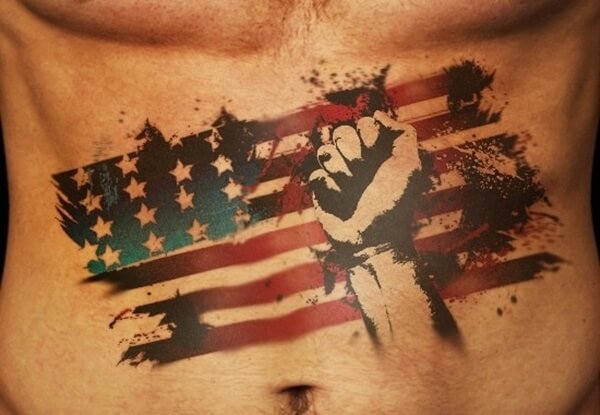 american flag tattoo design for men on stomach