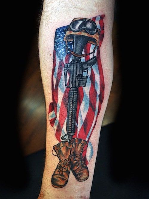 american flag tattoo design for military