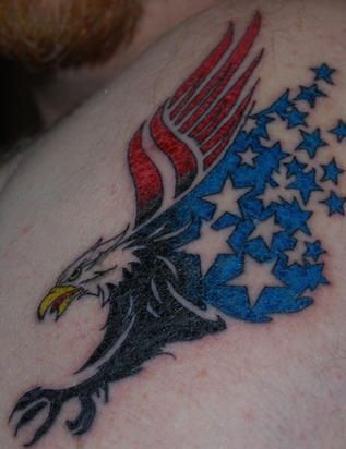 tribal eagle american flag tattoo design