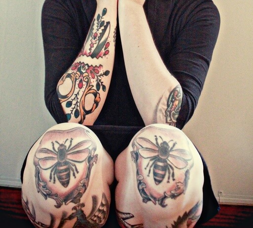 bee tattoo designs on knee cap