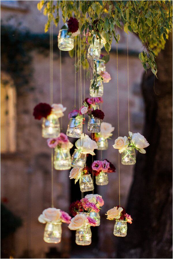 hanging light jars for summer garden party decors
