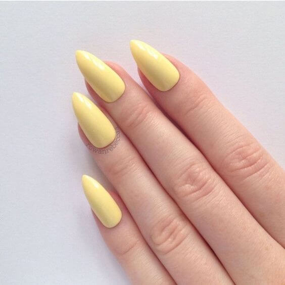 yellow acrylic nails for pale skin tone