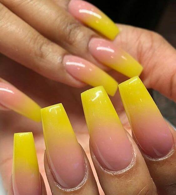 yellow ombre coffin nails
