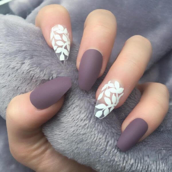 acrylic purple and nude nail s art
