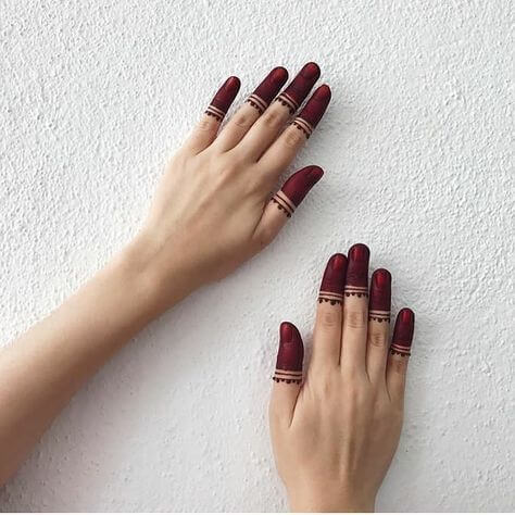 simple traditional henna on finger tips