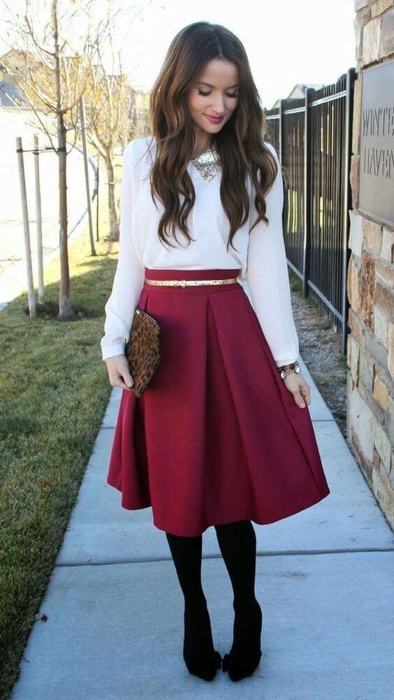 red skirt christmas outfit