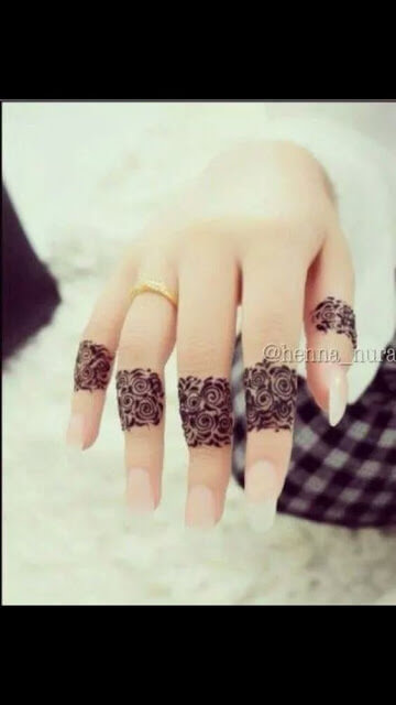 rose flowers ring mehndi designs on fingers