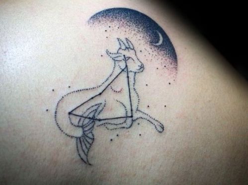 dotwork zodiac capricorn fish tail goat tattoo design