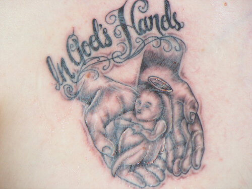 baby angle in gods hands tattoo design sketch image