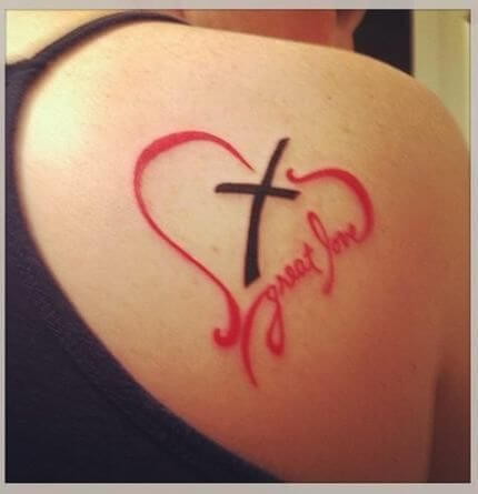 christian cross heart tattoo ideas for women