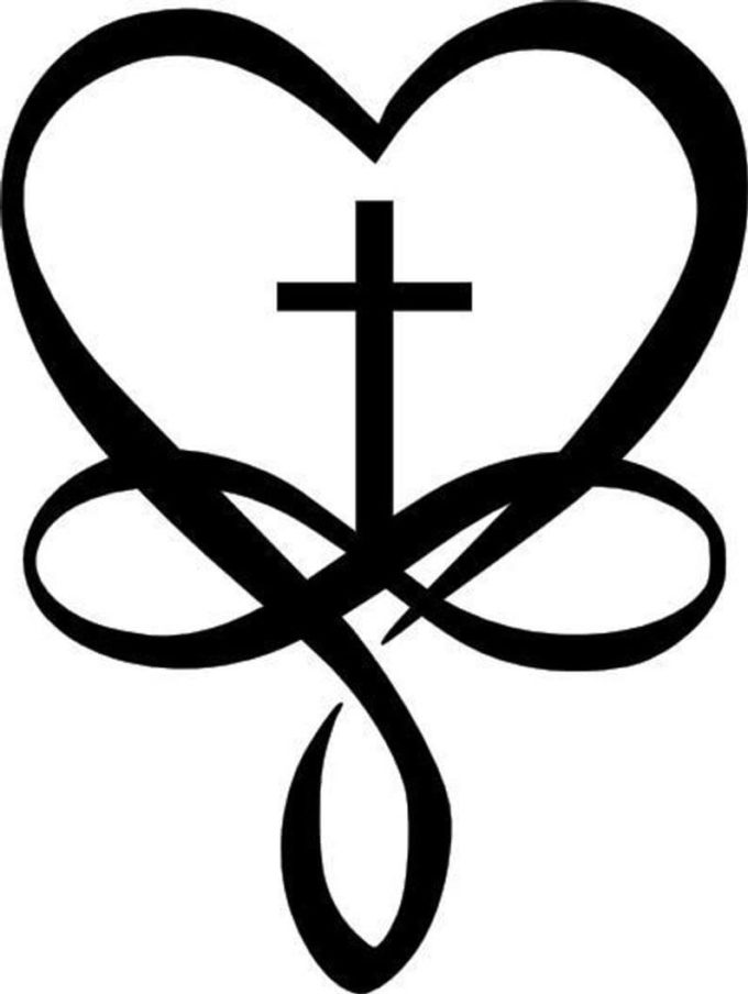 double infinity cross heart tattoo symbol