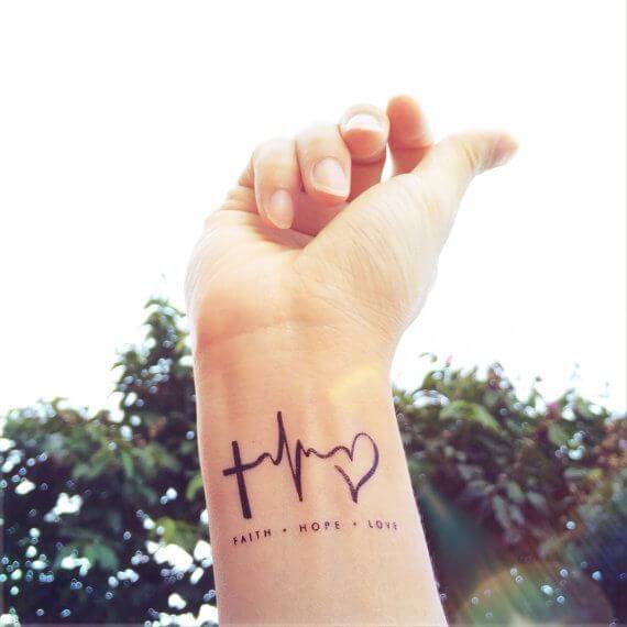 heartbeat cross tattoo